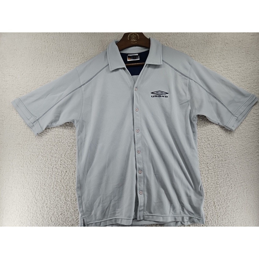 Large Gray  Soccer Jersey Umbro Premier Men's Button Down Shirt